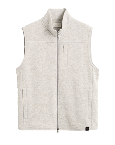 Gant - Zipped Fleece Vest - Warm Gray Melange